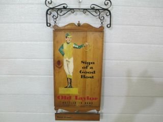 Vintage Rare Wooden Bar Sign For Old Taylor Bourbon Whiskey,  Advertising,  Bar