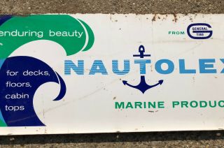 Vtg General Tire Nautolex Marine Products Rack Topper Sign 32”x14 Anchor Graphic 3