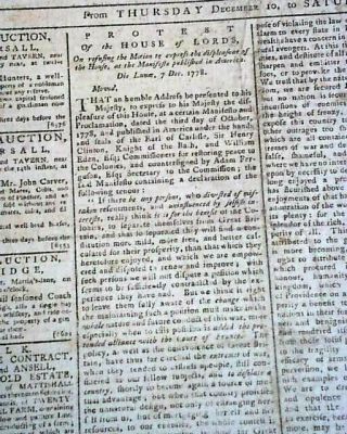 Revolutionary War Era Enemy London Chronicle England Old 1778 Newspaper