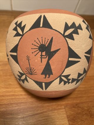 Jemez Pueblo Small Pottery Bowl Signed Clifford Fragua 3.  25” X 4 “
