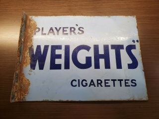 Vintage Players Weights Cigarettes Flange Tobacco Porcelain Sign Rare