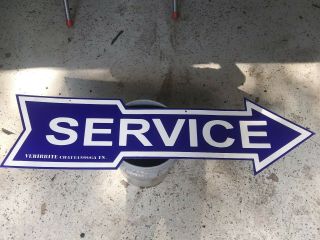 Service Arrow Sign Porcelain Double Sided 12 In 48 In