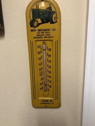 Old John Deere Vintage Jeff Implement Illinois Tractors Advertising Thermometer