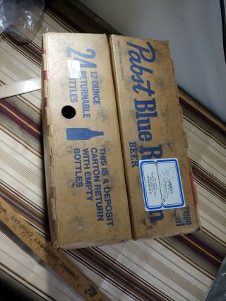 Vintage 1960s PABST BLUE RIBBON BEER 24 Bottle Cardboard Beer Case double top 2