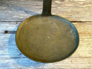 18th Century Revolutionary War Period Forged Brass Tasting Ladle,  Queen Anne 3
