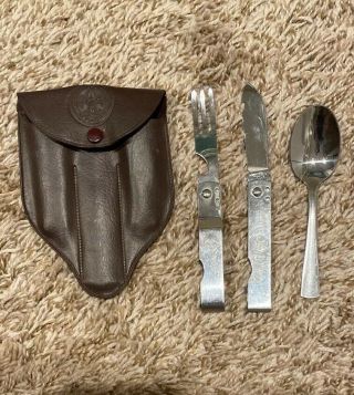 Ft2 Vintage Imperial Usa Bsa Boy Scouts Mess Kit Knife Fork Spoon Set