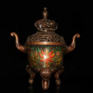 Collectibles Chinese Cloisonne Incense Burner Elephant Brass Statue Ap100
