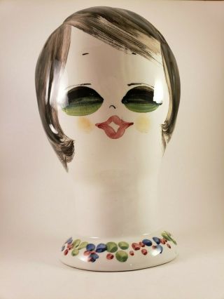 Vintage Quadrifoglio Italian Ceramic Mannequin Head / Hand Painted