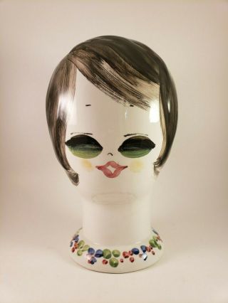 Vintage Quadrifoglio Italian Ceramic Mannequin Head / Hand Painted 2