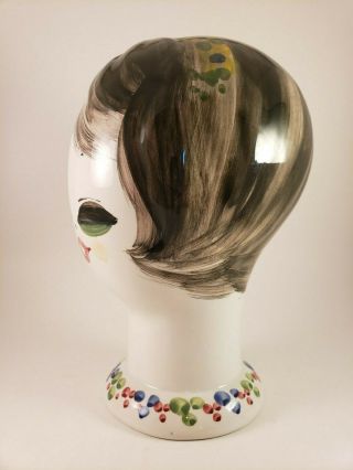 Vintage Quadrifoglio Italian Ceramic Mannequin Head / Hand Painted 3