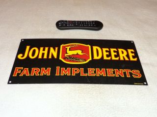 Vintage John Deere Farm Implements 18 " Porcelain Metal Tractor Gasoline Oil Sign
