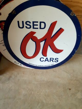 Large Ok Chevrolet Cars Chevy Dealership Gas Oil 30 " Porcelain Metal Sign