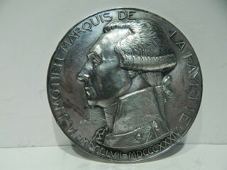 French 950 Silver Medal Celebrating Revolutionary War Hero Lafayette - 174 Grams