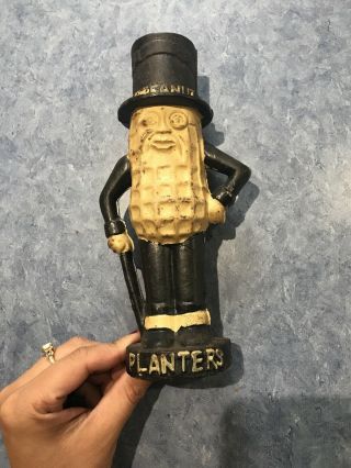 Vintage Planters Mr.  Peanut Cast Iron Metal Coin Bank 11.  5 " Tall