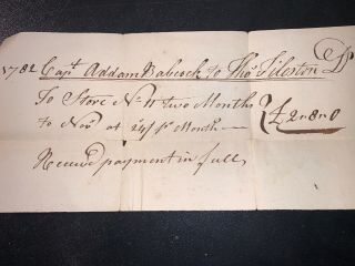 1782 Revolutionary War Invoice For Captain Adam Babcock Boston