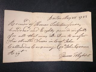 1781 Revolutionary War Pay Invoice Service In John Calendars Company Captain