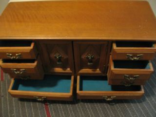 vintage wood wooden jewelry box with 2 doors and 11 drawers 2