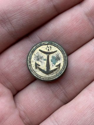 Scarce Revolutionary War Navy Officers Military Button - Bone Or Wood Back
