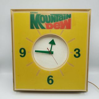 Vintage Dualite Drink Mountain Dew Wall Clock Advertising Sign 15 X 16 X4 "
