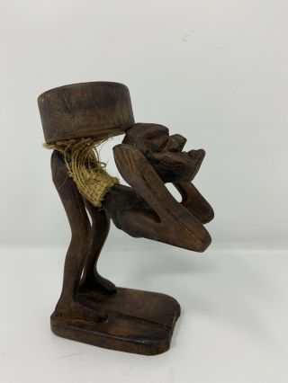 Vintage Hand Carved African Tribal Man Wood Statue Figurine 6.  5”