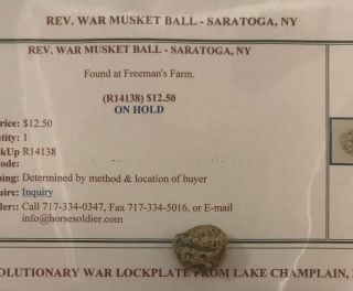 Revolutionary War Musket Ball From Saratoga,  Ny