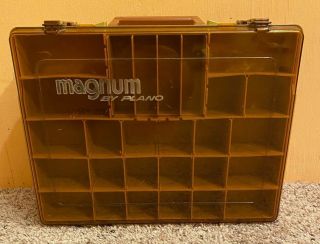 Vintage Magnum By Plano Hard Plastic Tackle Box Double Sided W/ Dividers
