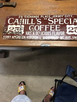Porcelain Cahill’s Coffee Jersey City Hoboken Nj Advertising Sign