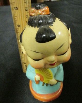 Vintage Oriental Asian Japanese Girl Bobble Head Nodder Made In Japan 5 "