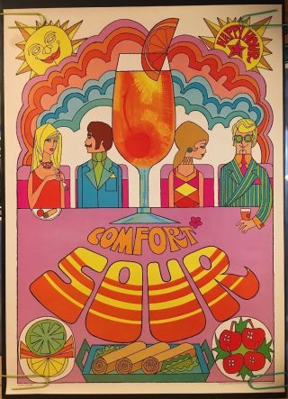 Vintage Poster Ad Southern Comfort Sour Liquor Psychedelic Pin - Up Bar