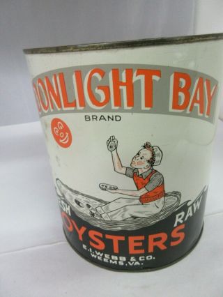 Vintage Advertising Moonlight Bay Oyster Tin Collectible Graphics 176 -