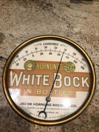 Antique Hornungs White Bock Beer Advertising Thermometer