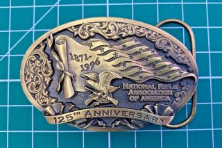 Vintage 1996 125th Anniversary National Rifle Association Nra Belt Buckle (d8 3)