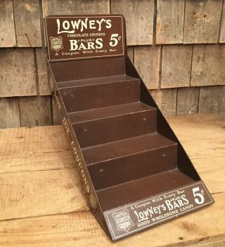 Vintage Lowneys Bars Candy Rack United Coupons Country Store Counter Top Display
