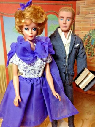 Vintage Mattel Blonde Barbie & Ken Flocked Scalp " The Preacher And His Wife "