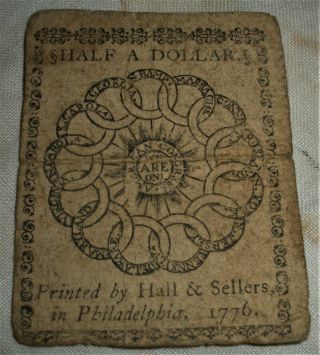 1776 Revolutionary War Half Dollar Continental Currency Hall Sellers Philly Vafo