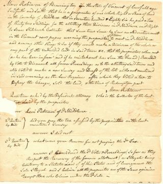 Moses Robinson Revolutionary War Continental Congress Vermont Document 1791