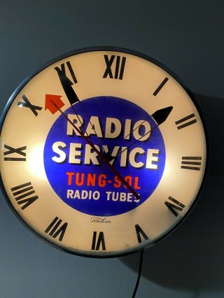 Pam / Telechron Advertising Clock Tung - Sol Radio Tubes 15 In Diameter
