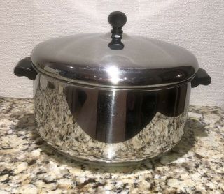 Vintage Farberware Stainless Steel Aluminum Clad 6 Qt Stock Pot W/ Lid Usa Made