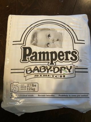 Vintage 1997 Pampers Baby - Dry Stretch Size 5 Large Diapers
