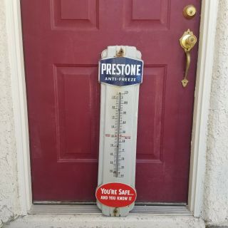 , Vintage Prestone Anti - Freeze Vintage Thermometer Sign