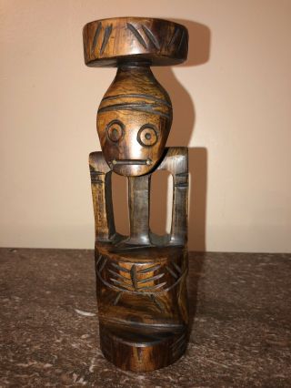 Vintage Hand Made Māori Wood Carved Tribal Art Statue