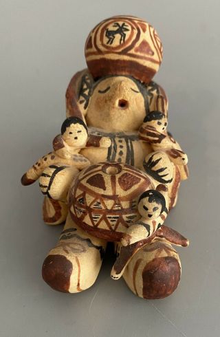 Vintage Signed Seamons Native America Storyteller Pottery Figure