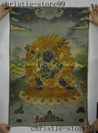 Tibetan Buddhism Silk Cloth Mahakala Dorje Wrathful Deity Buddha Tangka Thangka