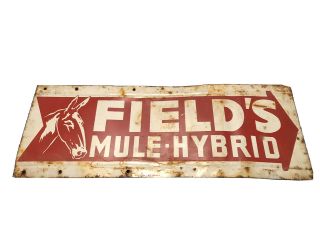 Vintage Henry Fields Mule Brand Hybrid Seed Corn Metal Sign Double Sided