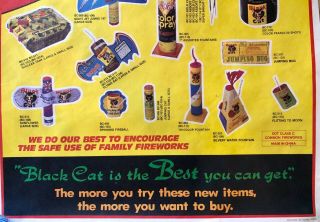 Vintage Black Cat Fireworks Advertising Poster Various Firecrackers 2