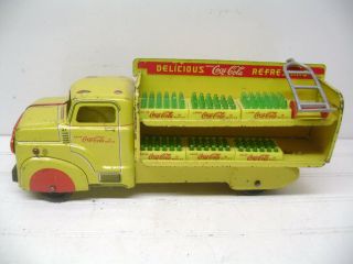 1950 ' S MARX PRESSED STEEL COCA COLA TRUCK WITH CASES & HAND TRUCK,  COKE 2