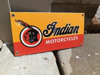 C.  1950s Vintage Indian Motorcycles Sign Ingram Richardson Sign Stamped