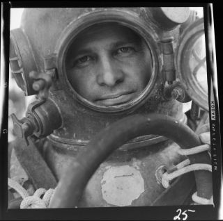 Vtg C.  1970s Photo Film Negative Deep Sea Diver W/ Diving Helmet Gear Suit 3
