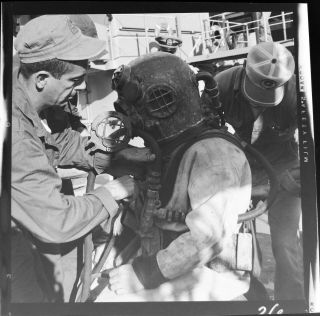 Vtg C.  1970s Photo Film Negative Deep Sea Diver W/ Diving Helmet Gear Suit 2