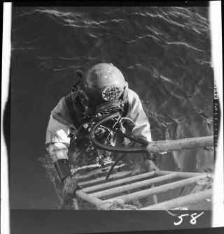 Vtg C.  1970s Photo Film Negative Deep Sea Diver W/ Diving Helmet Gear Suit 1